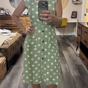 Monteau Mint Green Polka Dot Midi Dress